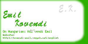 emil kovendi business card